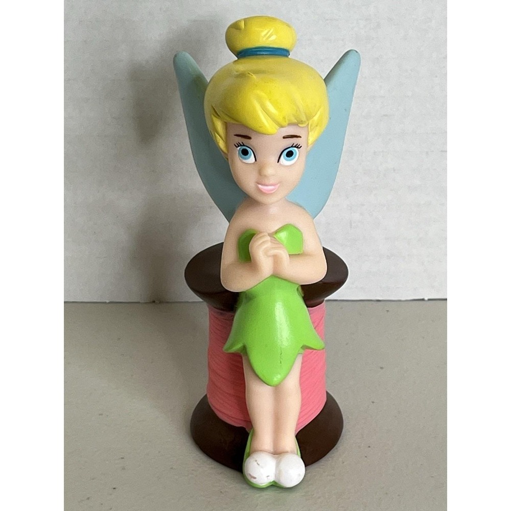 Disney Parks Exclusive Bath Toy Tinkerbell On Spool of Thread Figure 5"